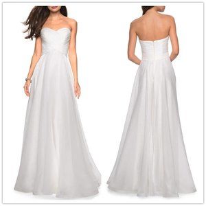La Femme Strapless Organza Wedding dress or prom Gown 0
